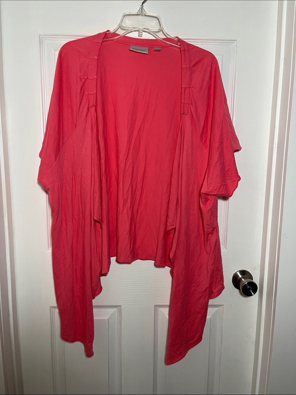 Avenue Coral Pima Cotton Open-Front Draped Cardigan